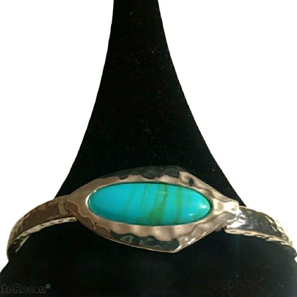 Turquoise & silver plated bracelet - Picture 1 of 4